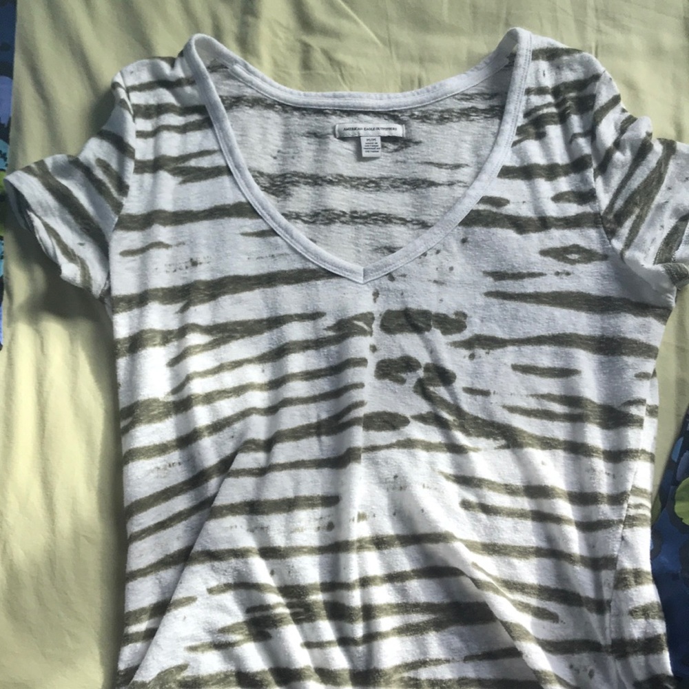 White and green striped t-shirt